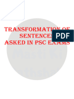 Transformation of Sentences Asked in Psc Exams