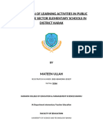 Comparison of Learning Activities in Public and Private Sector Elementary Schools in District Karak