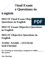 MSCIT Final Exam Objective Questions in English