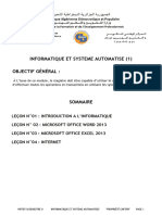 INFORMATIQUE ET SYSTEME AUTOMATISE