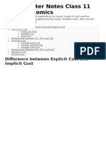 Cost Chapter Notes Class 11 Microeconomics