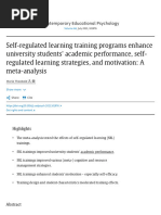 Self-regulated learning training programs enhance university students’ academic performance, self-regulated learning strategies, and motivation_ A meta-analysis - ScienceDirect