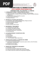 TEMARIO  PRIMER EXAMEN - FILOSOFIA Y LOGICA - PRIMERA OPORTUNIDAD 2025