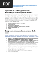 Systèmes de Santé Apprenants Et Technologies Numériques de La Santé