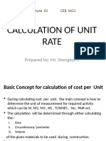 CALCULATIONS OF UNIT RATE