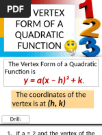 The Vertex Form of a Quadratic Function 2