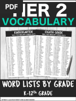 Tier 2 Vocabulary List by Grade Level INTERACTIVE