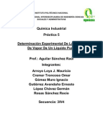 Practica 5 (Determinación Experimental de La Presión de Vapor de Un Líquido Puro)