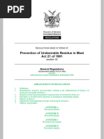 Prevention of Undesirable Residue in Meat Act 21 of 1991-Regulations 1994-219