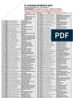 WMSU CET List of Qualified Examinees (50% and Above) SY 2012-2013