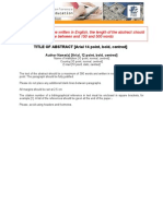 Abstracts Should Be Written in English, The Length of The Abstract Should Be Between and 150 and 500 Words