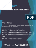 INGREDIENTS USED FOR SANDWICHES