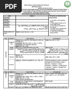 Education International School Weekly Plan: English (2) Math Arabic