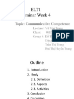 Elt1 Seminar Week 4: Topic: Communicative Competence