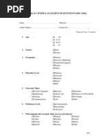 General Background Questionnaire (GBQ)