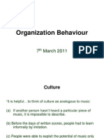 Organization Behaviour: 7 March 2011