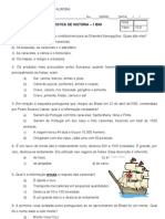 AVALIAÇÃO DIAGNÓSTICA DE HISTÓRIA - 1 BIM Multipla Escolha - 5º Ano