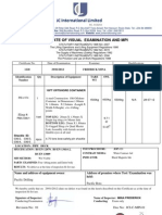 International Limited: Certificate of Visual Examination and Mpi