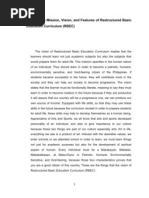 Discuss The Mission, Vision, and Features of Restructured Basic Education Curriculum (RBEC)