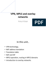 VPN, MPLS and Overlay Networks Networks: Pintu R Shah