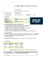 C V (CV) P P S: Urriculum Itae FOR Roposed Rofessional Taff