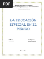 La Educacion Especial en El Mundo