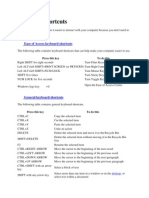 Ease of Access Keyboard Shortcuts