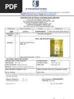 International Limited: Certificate of Visual Examination and Mpi