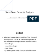 Short Term Financial Budgets and Corporate Finance