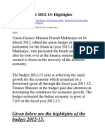 Union Budget 2012