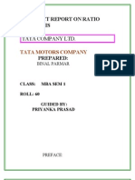 A Project Report On Ratio Ananlysis