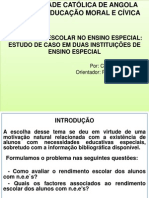 Rendimento Escolar No Ensino Especial