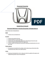 Possession Processing: Service Flow Chart at Honda Drive in