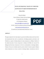 Effect of Perception and Personal Traits On Computer Technology Adoption by Women Entrepreneurs in Malaysia