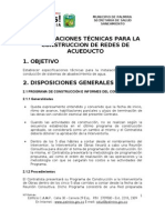 Especificaciones Técnicas Construcción Acueducto