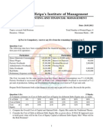 Shree Guru Kripa's Institute of Management: Cost Accounting and Financial Management