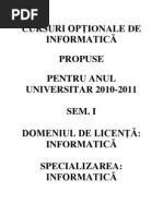 Cursuri Optionale Informatica-2010-2011