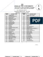 Annamalai University: Distance Education / Open University (Including Lateral Entry / Double Degree) PROGRAMMES