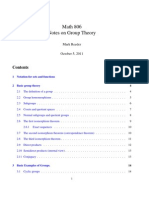 Math 806 Notes On Group Theory: Mark Reeder