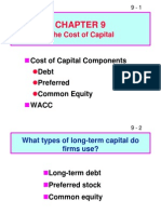 Cost of Capital Components Debt Preferred Common Equity Wacc