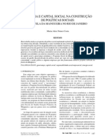 COSTA, Maria Alice Nunes. Sinergia e Capital Social Na Construção de Políticas Sociais - A Favela Da Mabgueira No Rio de Janeiro. Rev. Sociol. Polit., Nov 2003, No.21, P. 147-163. CP 153h