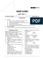 Bank Clerk - Part Test-3 - Test Paper