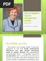 Nola Pender's Health Promotion Model