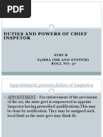 Duties and Powers of Chief Inspetor: Simi.R S3Mba (HR and System) R Oll N O: 37