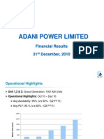 Adani Power Limited: Financial Results 31 December, 2010