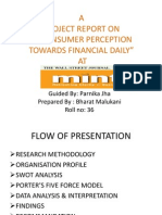 A Project Report On "Consumer Perception Towards Financial Daily" AT