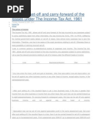 Article On Set-Off and Carry-Forward of The Losses Under The Income-Tax Act, 1961