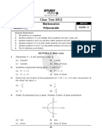 Class Test Polynomials-X