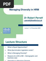 Managing Diversity in HRM: DR Robert Perrett