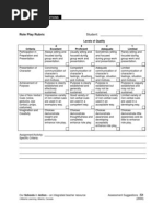 Role Playing Rubric